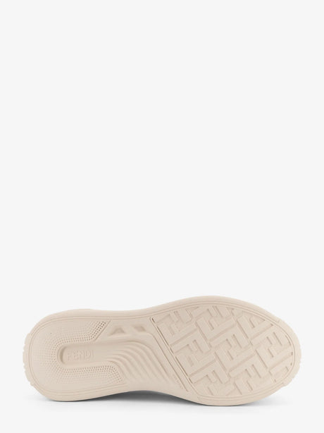 Fendi Fendi Force leather sneakers with jacquard FF fabric inserts - Nerolattebeige