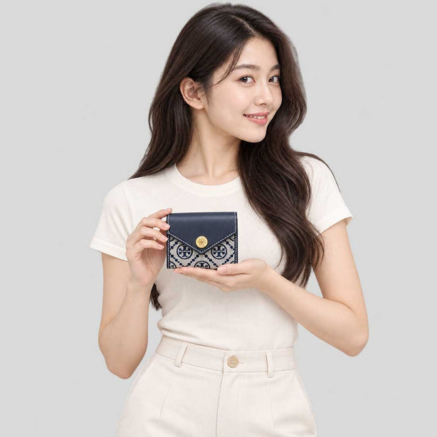 TORY BURCH T Monogram Small Envelope Wallet Tory Navy RS-165029