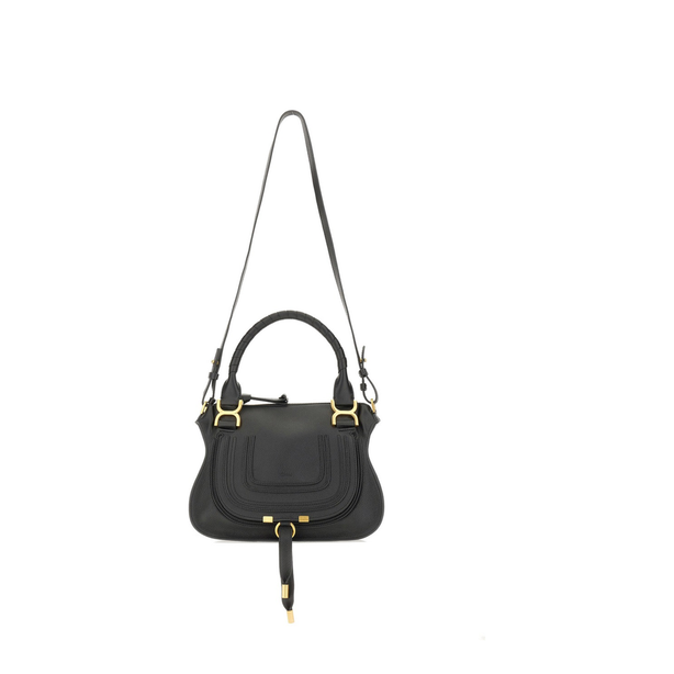 Marcie Small Grained Calfskin Shoulder Bag - Black