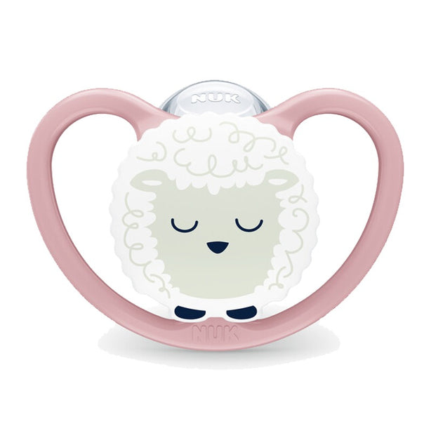 NUK Space Perfect Match Air Night Silicone Soother Pacifier 1pc/box | 0-6 Months | Made in Germany | Glow in the Dark - Sheep