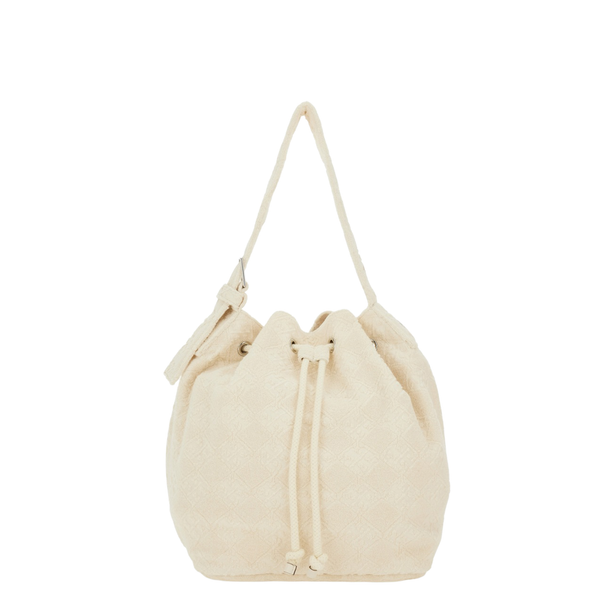 T Monogram Oversized Terry Jacquard Bucket Bag - Pearl