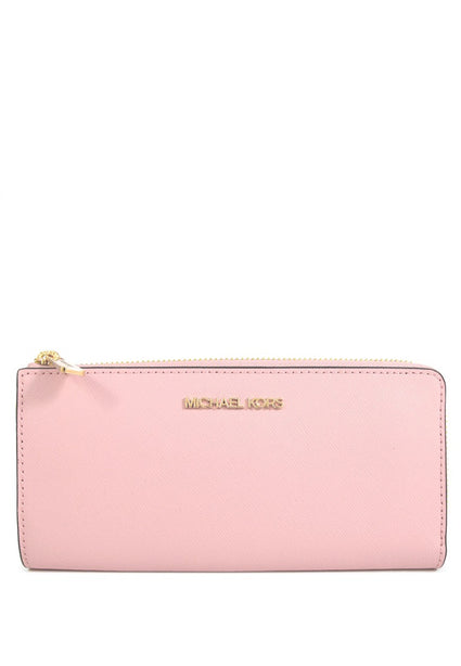 Michael Kors Jet Set Travel Large Saffiano Leather Quarter Zip Wallet - Powder Blush