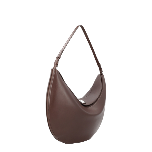 Large Calf Leather Shoulder Bag - Midnight Brown