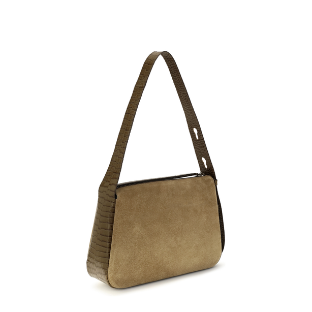 Romy Medium Leather & Suede Shoulder Bag - Tiramisu