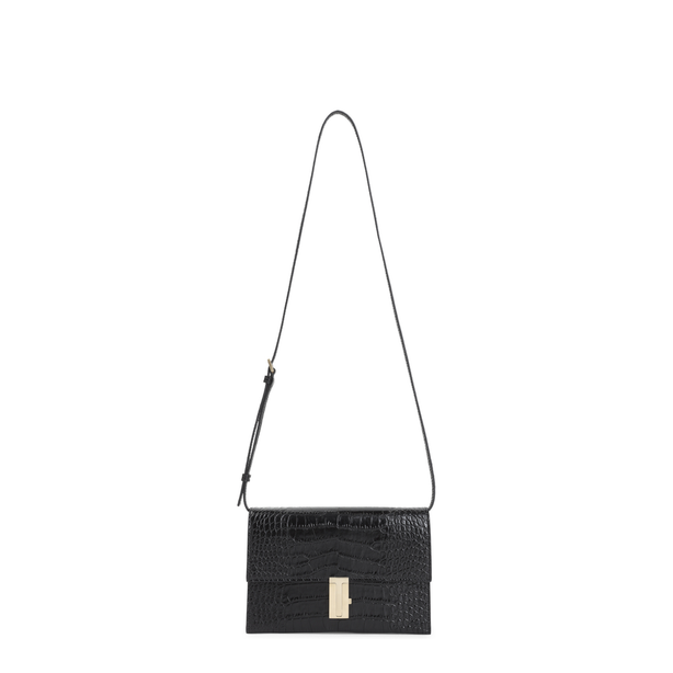 Mini Calf Leather Shoulder Bag - Black