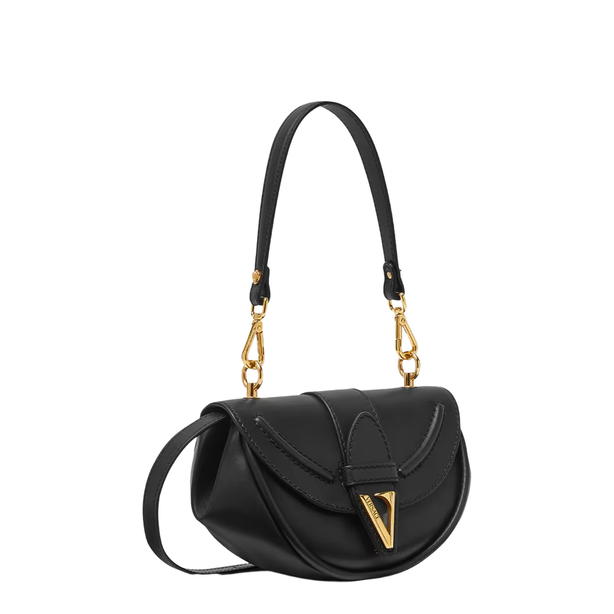 Virtus Small Calfskin Shoulder Bag - Black
