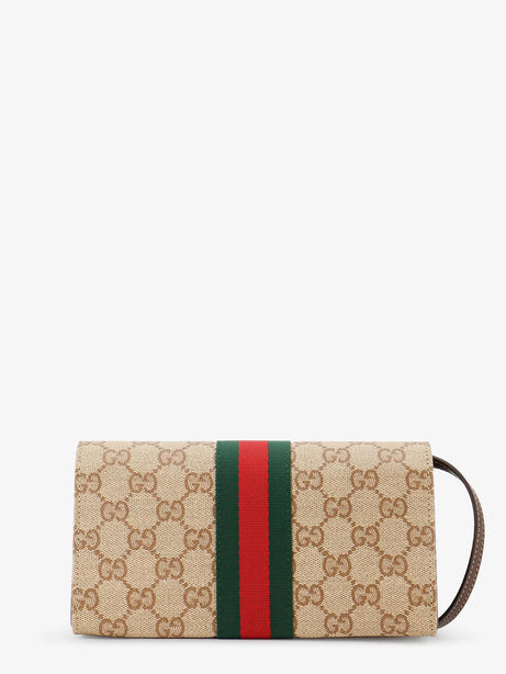 Gucci GG fabric shoulder bag with Nastro Web detail - Beige
