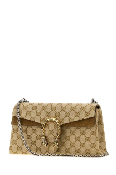 Dionysus Medium Coated Canvas Shoulder Bag - Sand and brown GG canvas