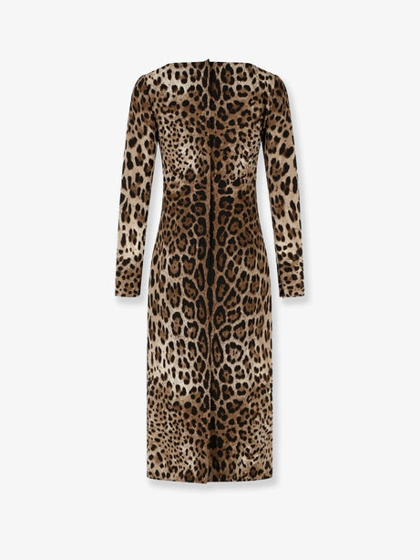 Dolce & Gabbana Midi Dress with Animal Print - Leonew