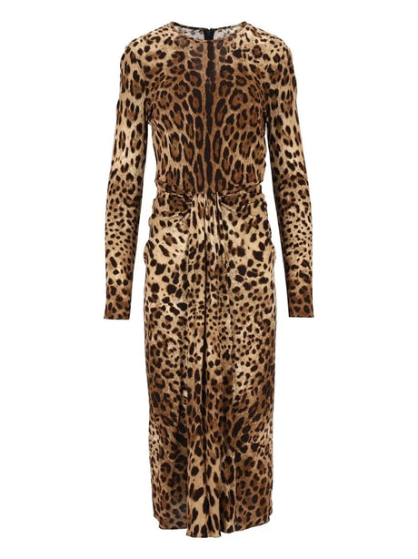 Dolce & Gabbana Viscose Jersey Dress With Leo Print - Animal Print