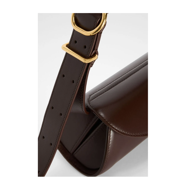 Cannolo Small Calfskin Shoulder Bag - Dark Brown