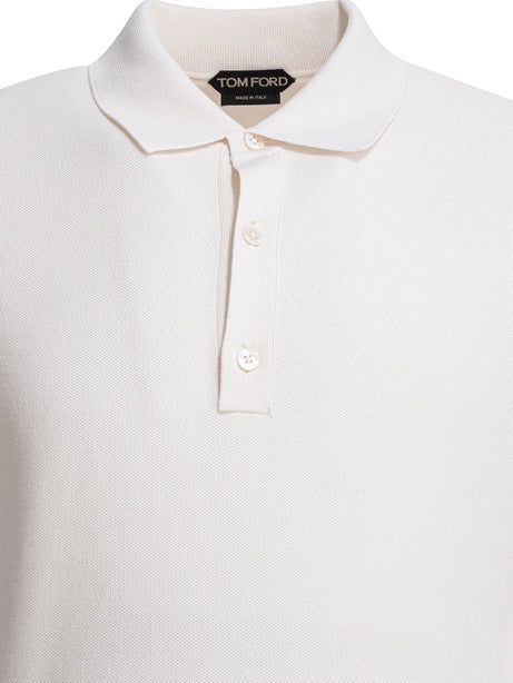 Tom Ford Silk and cotton pique polo shirt - White