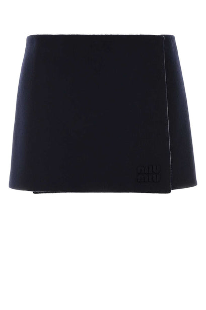 Midnight Blue Wool Blend Reversible Mini Skirt