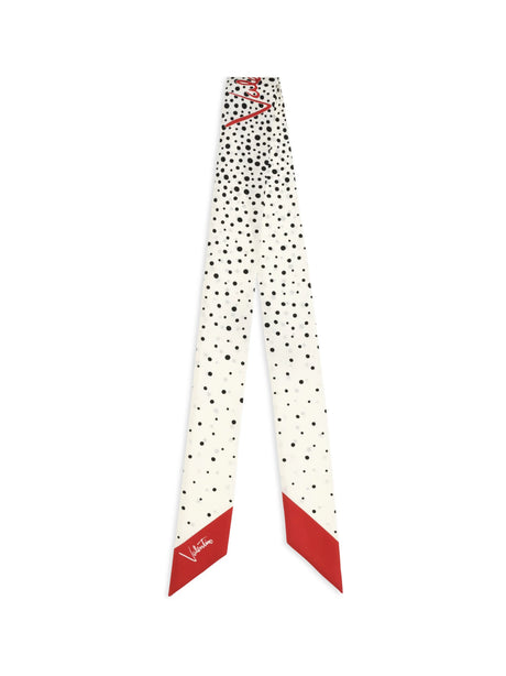 Valentino Garavani Twill Little Stars Starry Scarf in silk - Vaniglia-Black-Red/Vaniglia