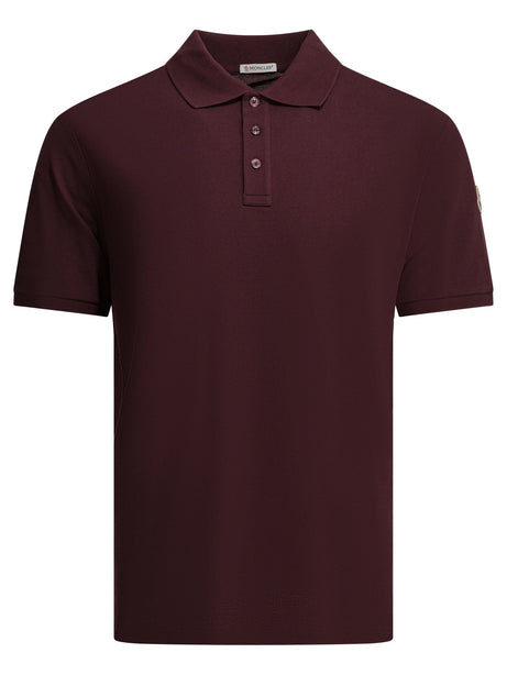 Moncler Polo shirt with buttons and logo - Bordeaux