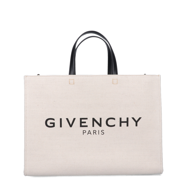 G-Tote Medium Canvas Shopping Bag - Beige/Black