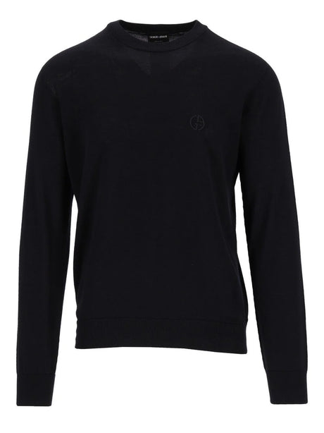 Giorgio Armani Crew Neck Wool Sweater - Blue