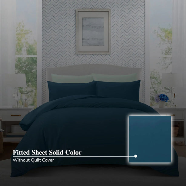 Hillcrest ComfyLux Solid 988TC | Fitted Sheet Set I No Quilt Cover - 6 Colour