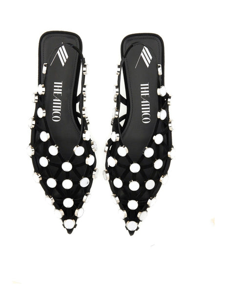 Grid Rhinestone Ballerina Shoes