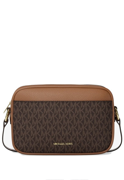 Michael Kors Jet Set Travel Large Signature logo Camera Crossbody Bag - Brown