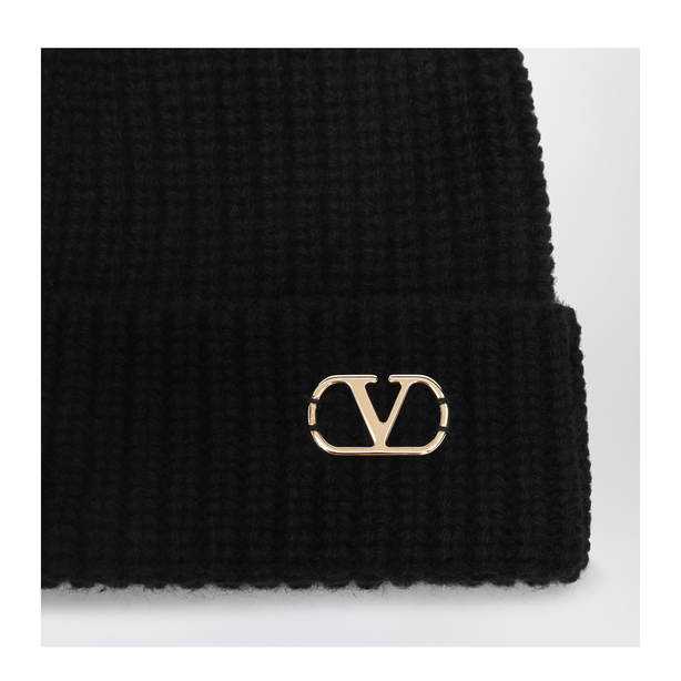 Black Vlogo Signature Cashmere Beanie