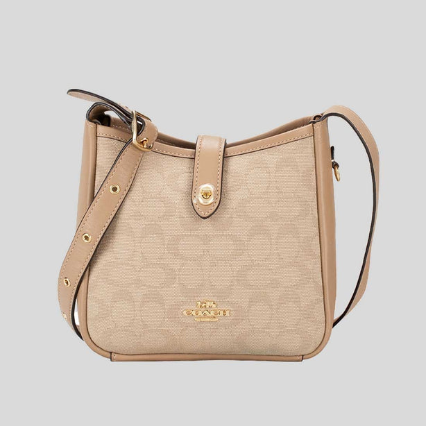 COACH Hadley Mini Crossbody Bag With Signature Canvas Dark Natural Multi RS-CAM80