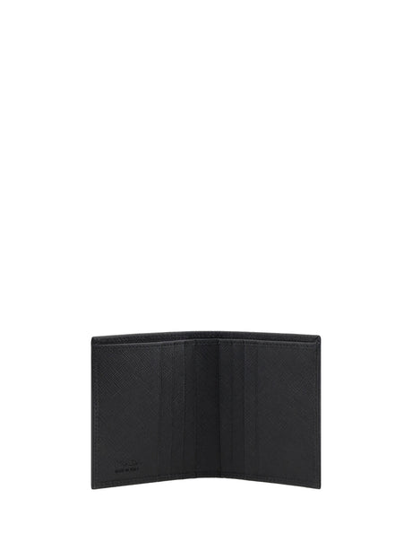 Black Wallet in Nylon and Saffiano