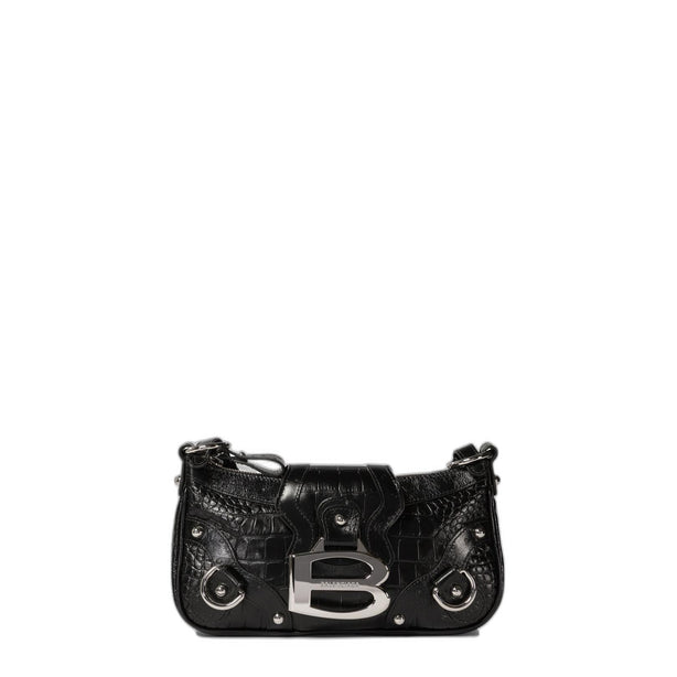 Essex Small Exotic Calfskin Shoulder Bag - Black