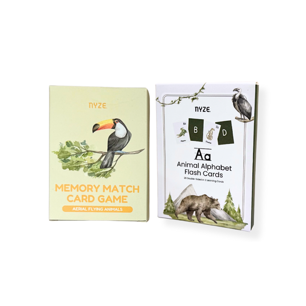 NYZE Alphabet Flash Cards & Memory Card Game Bundle of 2