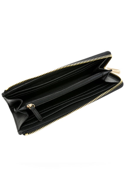 Michael Kors Jet Set Travel Large Saffiano Leather Quarter Zip Wallet - Black