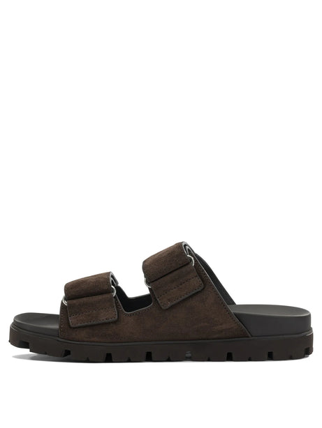 Prada Suede double-strap slide - Brown