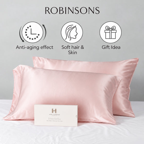 Beauty Silk Pillowcase Twin Pack Hotel Collection by Robinsons