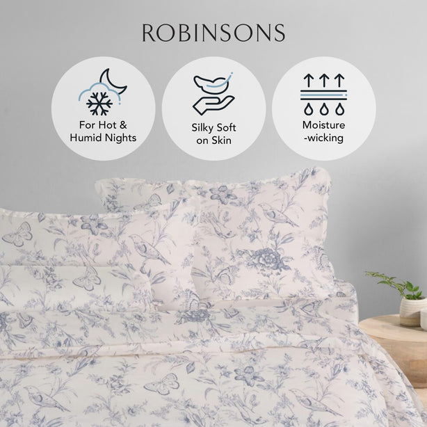 Cool Bamboo Belle Toile Printed Bed Sheet Set Hotel Collection by Robinsons