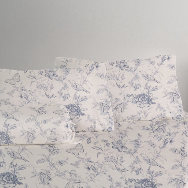 Cool Bamboo Belle Toile Printed Fitted Sheet Set Hotel Collection by Robinsons