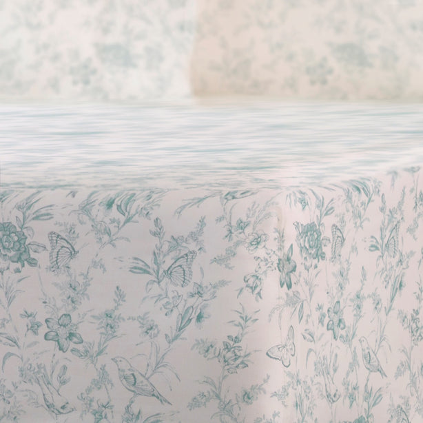 Cool Bamboo Belle Toile Printed Fitted Sheet Set Misty Blue - Hotel Collection by Robinsons