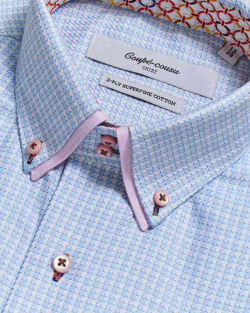 Coupe Cousu, Fancy Dobby, Double Collar Long Sleeve Shirt