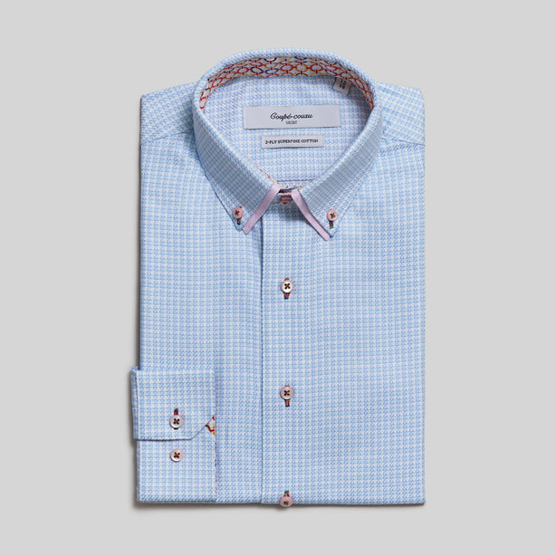 Coupe Cousu, Fancy Dobby, Double Collar Long Sleeve Shirt