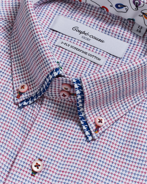Coupe Cousu, Fancy Dobby, Double Collar Long Sleeve Shirt