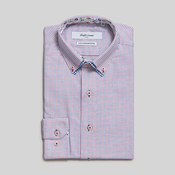 Coupe Cousu, Fancy Dobby, Double Collar Long Sleeve Shirt