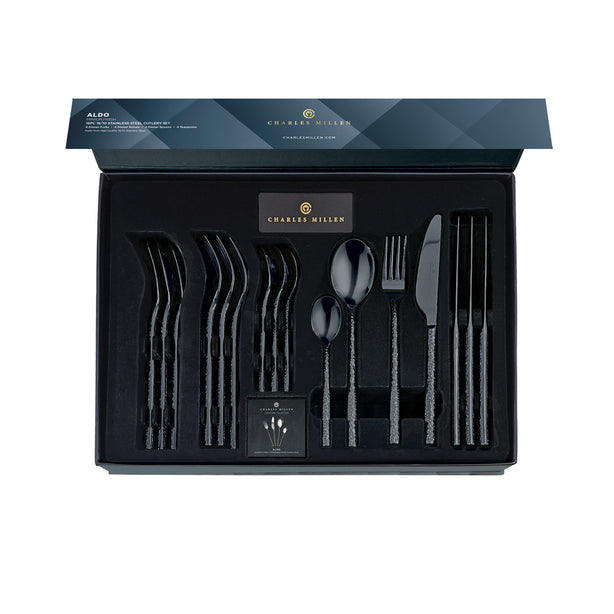 Charles Millen Signature Collection Aldo Silver Grey Mirror Finished Stainless Steel Cutlery Set
