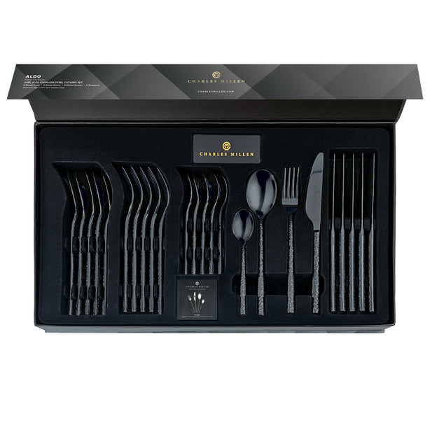 Charles Millen Signature Collection Aldo Silver Grey Mirror Finished Stainless Steel Cutlery Set