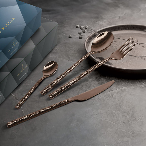 Charles Millen Signature Collection Aldo Antique Bronze Mirror Finished Stainless Steel Cutlery Set
