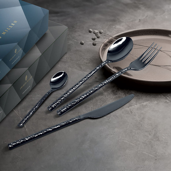 Charles Millen Signature Collection Aldo Silver Grey Mirror Finished Stainless Steel Cutlery Set