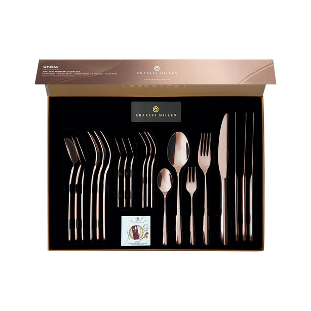 Charles Millen Signature Collection Opera Antique Bronze Mirror Finished Stainless Steel Cutlery Set