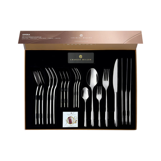 Charles Millen Signature Collection Opera Mirror Finished Stainless Steel Cutlery Set