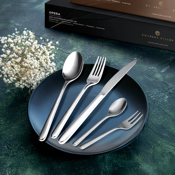Charles Millen Signature Collection Opera Mirror Finished Stainless Steel Cutlery Set