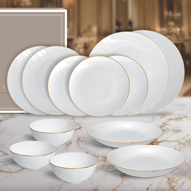 Charles Millen Signature Fine Bone China Collection Good for 4 Entrée Dining Set, Gold