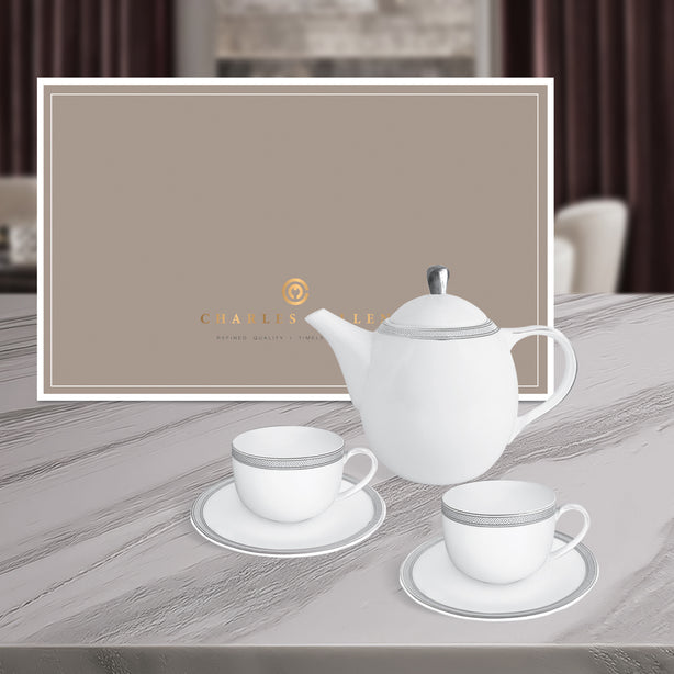Charles Millen Signature Fine Bone China Collection Vogue Series 3 Piece Entrée Tea Set, Monde