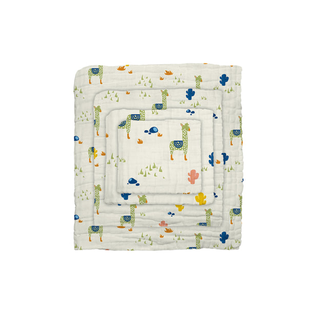 The Gang 100% Cotton 6-ply high density printed gauze Bath Linen, Alpaca