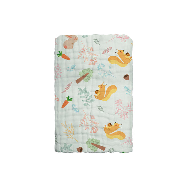 The Gang 100% Cotton 6-ply high density printed gauze Bath Linen, Squirrel